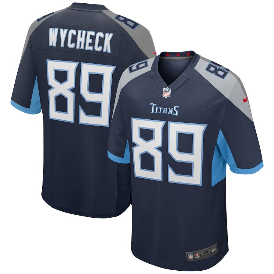 Men Tennessee Titans 89 Frank Wycheck Nike Navy Game Retired Player NFL Jersey